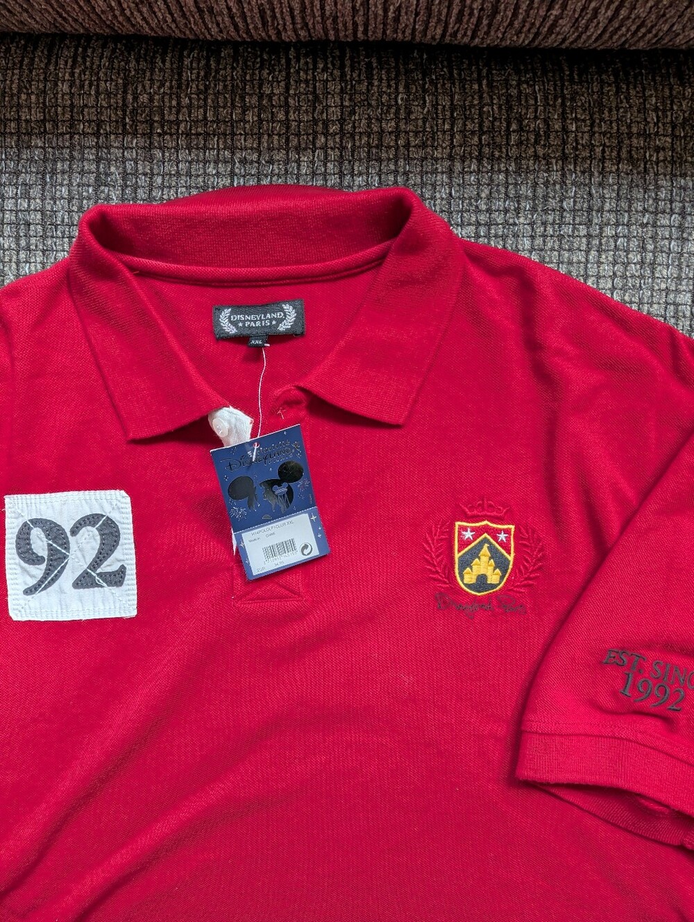 NWT Disneyland Paris Official Embroidered Castle Polo Rugby Shirt XXL Red 1992
